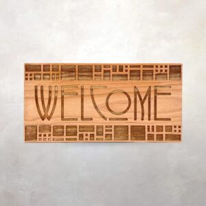 Arts & Crafts Architectural Wood Panel | Welcome | Ernest Batchelder | Mission Decor | Wall Art | Prairie School | Unpainted | 5" x 11"