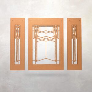 Frank Lloyd Wright Robie House Triptych: Arts & Crafts Wood Wall Hanging